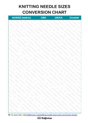 Knitting Needle Conversion Charts