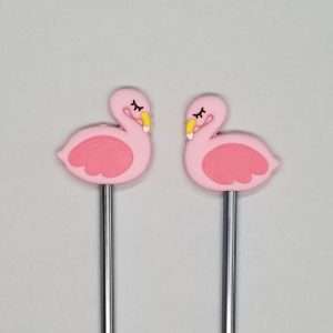 pink flamingo stitch stoppers for knitting needles