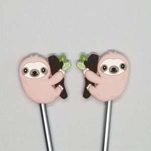 pink sloth stitch stoppers for knitting needles