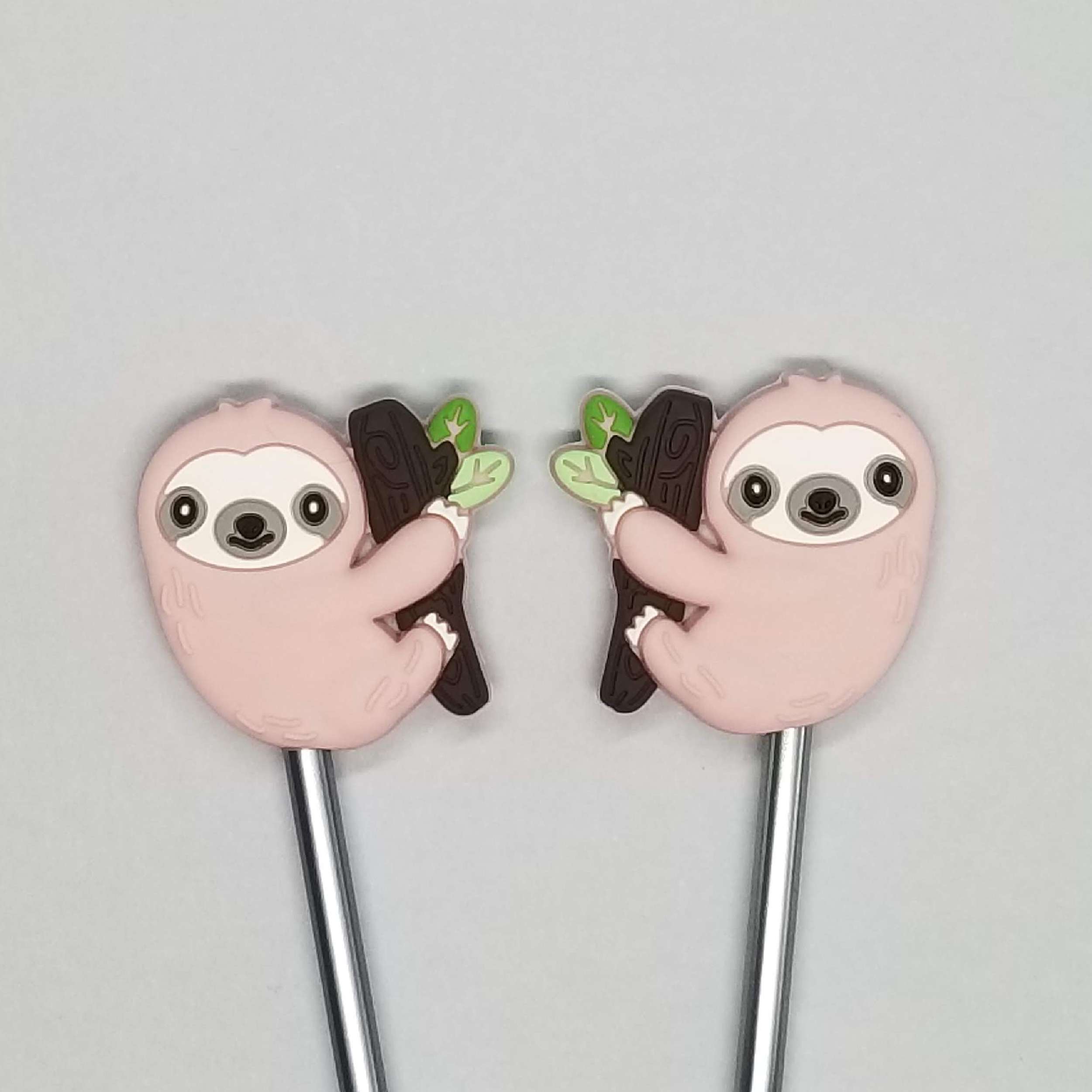 pink sloth stitch stoppers for knitting needles
