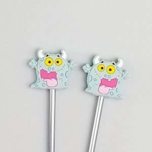 silly blue monster point protectors for knitting needles