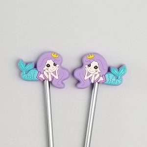 purple mermaid with blue fin knitting needle point protectors