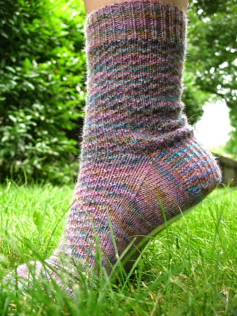 knitting decreases used in heel flap shaping for knitted sock pattern