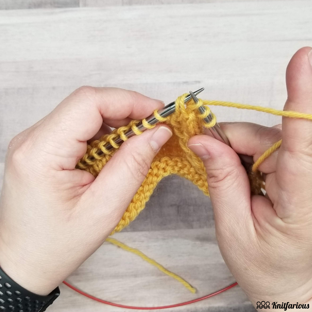 pull the decreased stitch loop through and drop the two stitches off of your left needle to complete the knit two together through the back loop